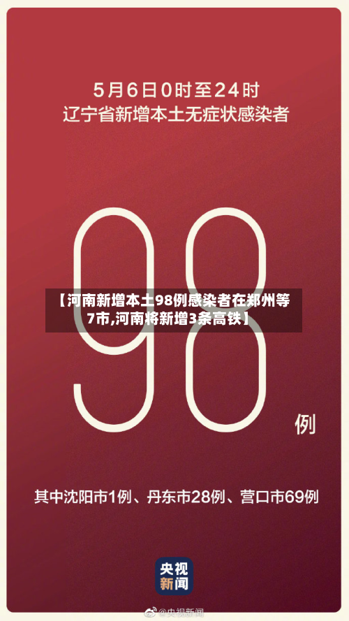 【河南新增本土98例感染者在郑州等7市,河南将新增3条高铁】