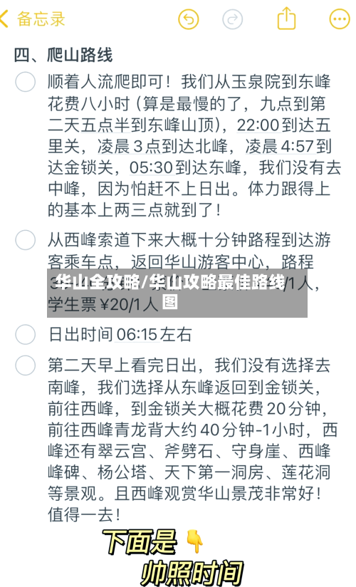 华山全攻略/华山攻略最佳路线图