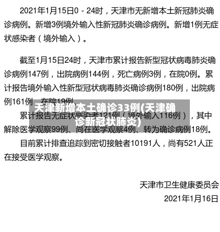 天津新增本土确诊33例(天津确诊新冠状肺炎)-第2张图片