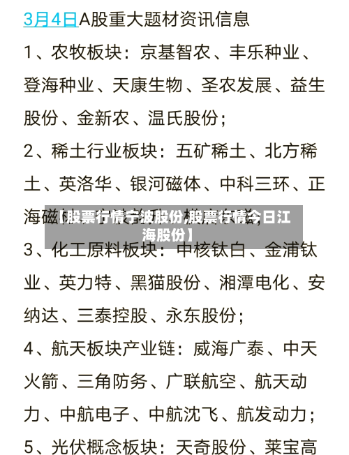 【股票行情宁波股份,股票行情今日江海股份】