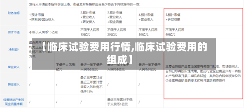 【临床试验费用行情,临床试验费用的组成】