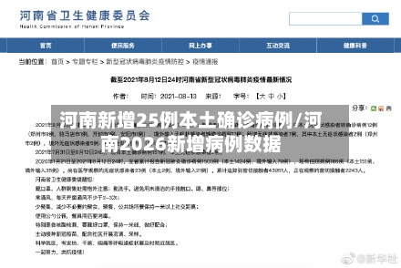河南新增25例本土确诊病例/河南2026新增病例数据