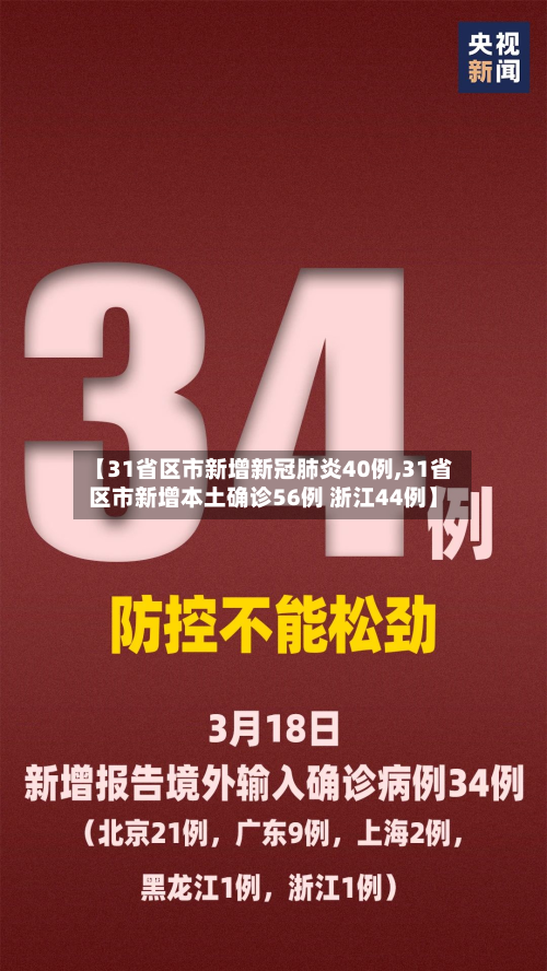 【31省区市新增新冠肺炎40例,31省区市新增本土确诊56例 浙江44例】