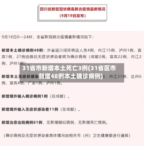 31省市新增本土死亡3例(31省区市新增48例本土确诊病例)