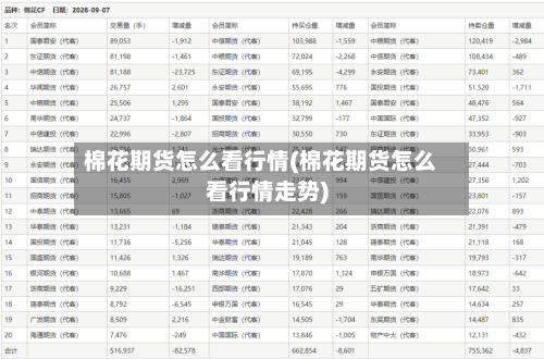 棉花期货怎么看行情(棉花期货怎么看行情走势)