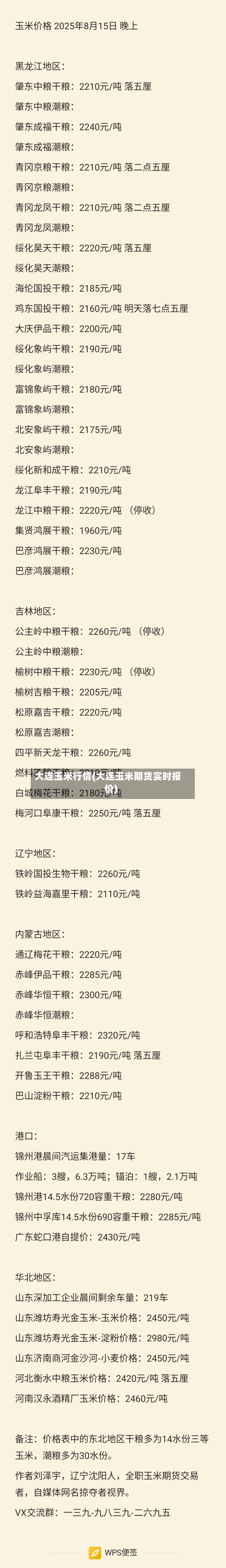 大连玉米行情(大连玉米期货实时报价)