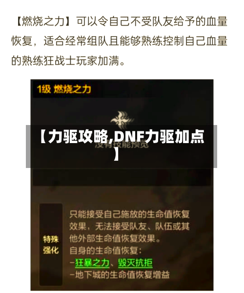 【力驱攻略,DNF力驱加点】