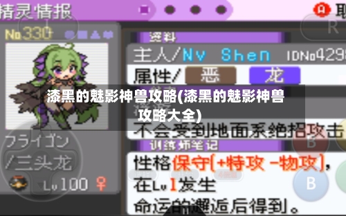 漆黑的魅影神兽攻略(漆黑的魅影神兽攻略大全)