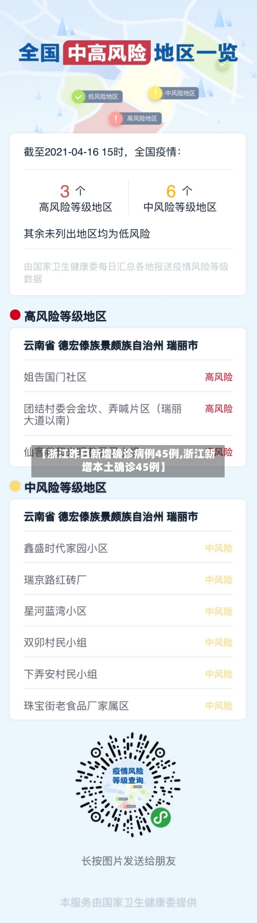 【浙江昨日新增确诊病例45例,浙江新增本土确诊45例】