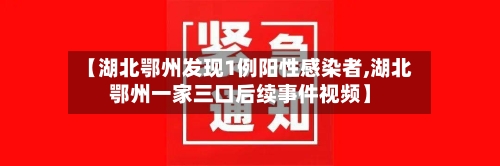 【湖北鄂州发现1例阳性感染者,湖北鄂州一家三口后续事件视频】