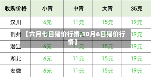 【六月七日猪价行情,10月6日猪价行情】