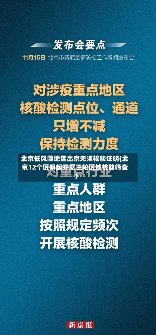 北京低风险地区出京无须核酸证明(北京12个区明起开展三轮区域核酸筛查)-第3张图片