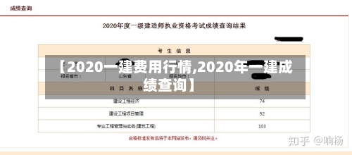 【2020一建费用行情,2020年一建成绩查询】