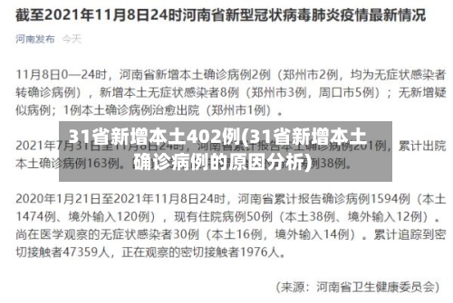 31省新增本土402例(31省新增本土确诊病例的原因分析)