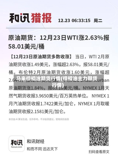 马来棕榈油期货行情(棕榈油主力期货行情)