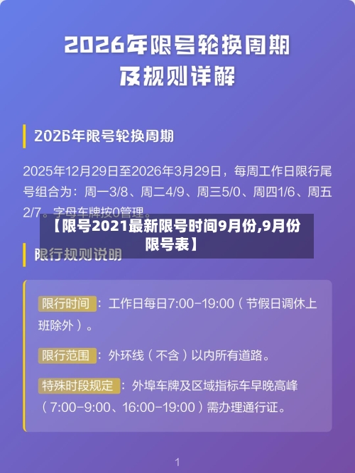 【限号2021最新限号时间9月份,9月份限号表】