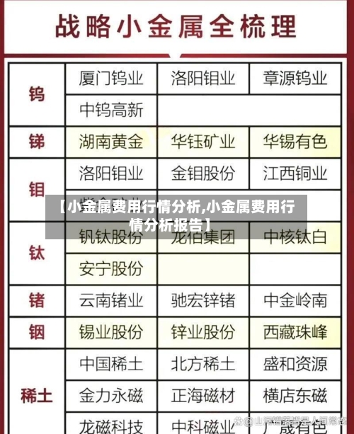 【小金属费用行情分析,小金属费用行情分析报告】