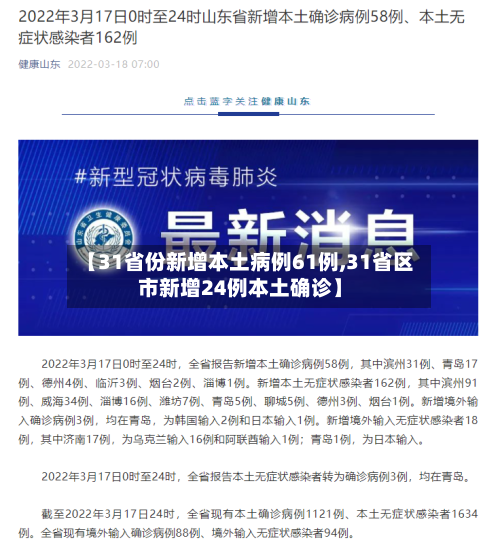 【31省份新增本土病例61例,31省区市新增24例本土确诊】-第2张图片