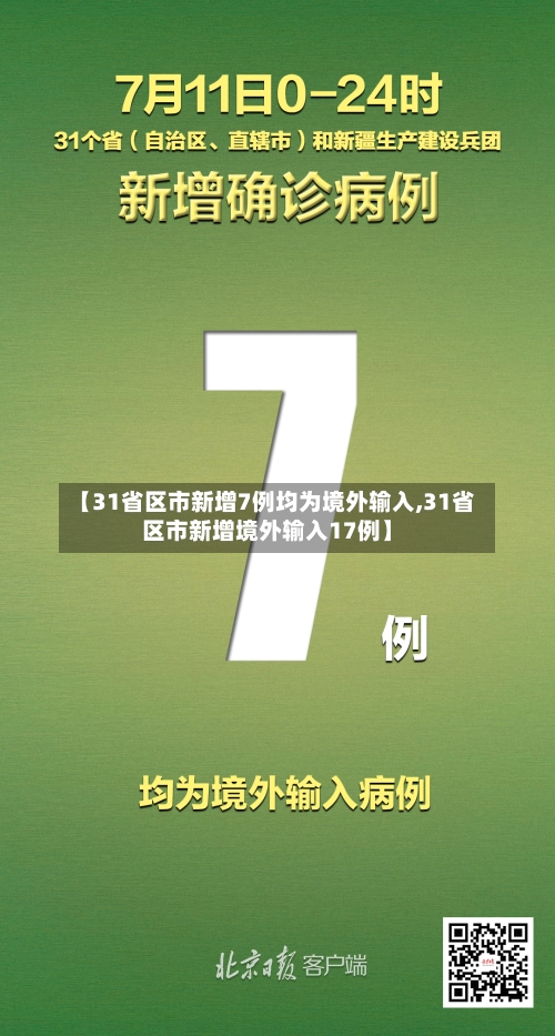 【31省区市新增7例均为境外输入,31省区市新增境外输入17例】