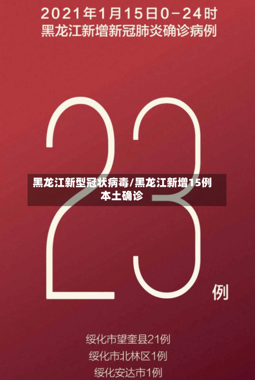 黑龙江新型冠状病毒/黑龙江新增15例本土确诊