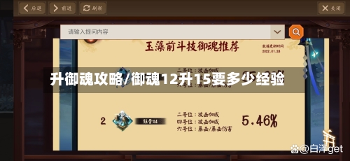 升御魂攻略/御魂12升15要多少经验