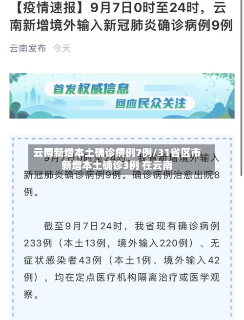 云南新增本土确诊病例7例/31省区市新增本土确诊3例 在云南-第2张图片