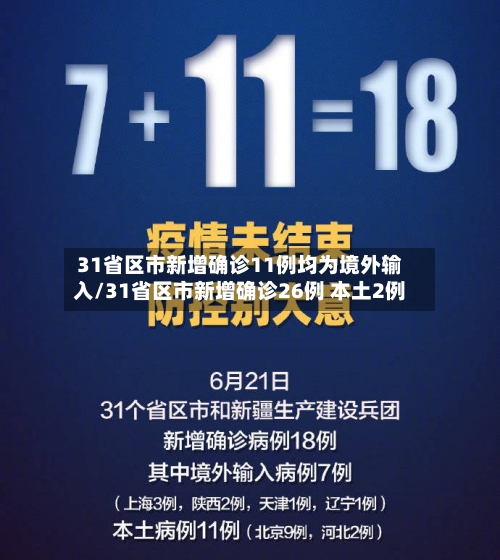 31省区市新增确诊11例均为境外输入/31省区市新增确诊26例 本土2例