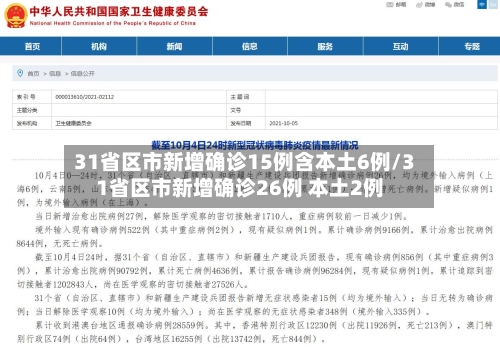 31省区市新增确诊15例含本土6例/31省区市新增确诊26例 本土2例