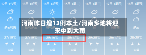 河南昨日增13例本土/河南多地将迎来中到大雨