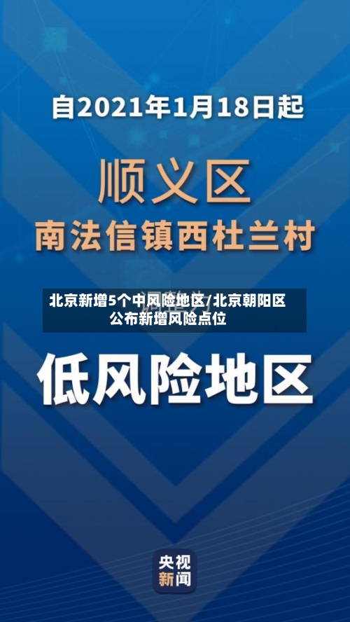 北京新增5个中风险地区/北京朝阳区公布新增风险点位