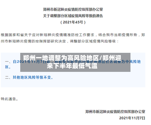 郑州一地调整为高风险地区/郑州迎来下半年最低气温-第2张图片