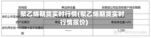 聚乙烯期货实时行情(聚乙烯期货实时行情报价)