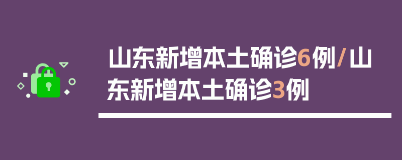 山东新增本土确诊6例/山东新增本土确诊3例
